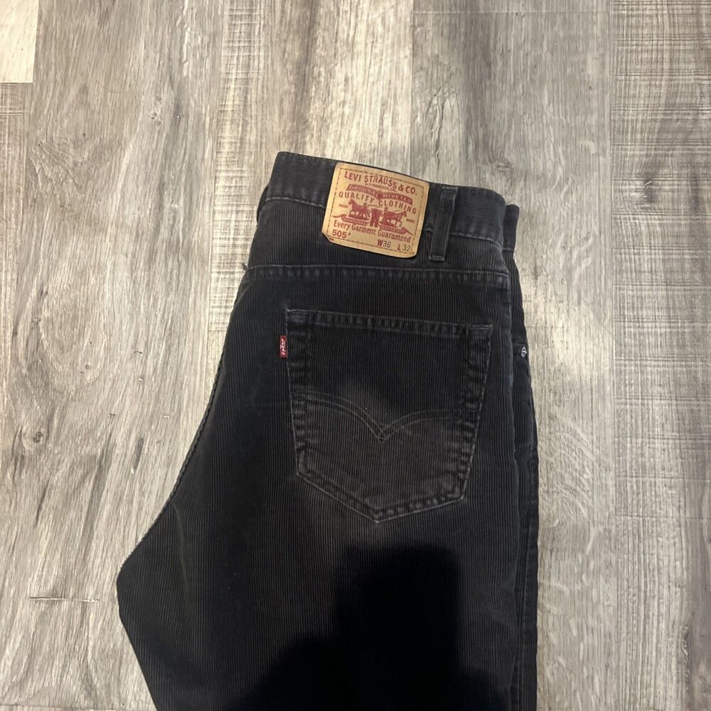 Levi's Black Corduroy Pants 505 Size 36x32 Vintage 2001 Y2k - Picture 4 of 9